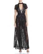Olivaceous Sheer Lace Maxi Dress