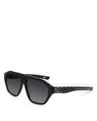 Mcm Unisex Sports-inspired Leather Temple Aviator Sunglasses, 57mm