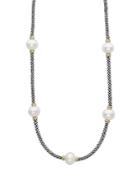 Lagos 18k Gold And Sterling Silver Luna Rope Necklace With Cultured Freshwater Pearls, 16