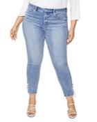 Nydj Plus Sheri Lace-hem Ankle Jeans In Coheed
