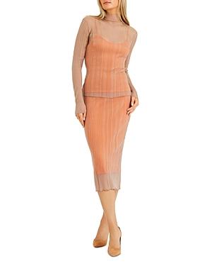 Herve Leger Sheer Overlay Midi Skirt
