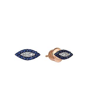 Kismet By Milka 14k Rose Gold Diamond & Blue Sapphire 10th Eye Haven Stud Earrings