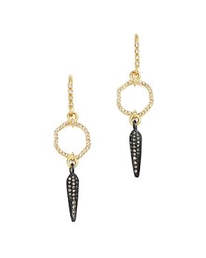Armenta Blackened Sterling Silver & 18k Yellow Gold Old World Pave Champagne Diamond Spike Earrings
