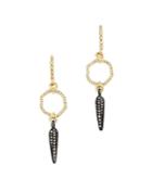 Armenta Blackened Sterling Silver & 18k Yellow Gold Old World Pave Champagne Diamond Spike Earrings