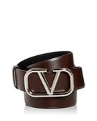 Valentino Garavani Men's Logo Buckle Reversible Leather Belt