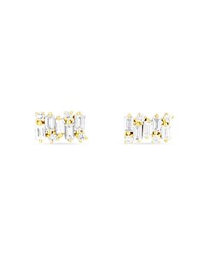 Suzanne Kalan 18k Yellow Gold Fireworks Diamond Baguette Cluster Stud Earrings