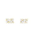 Suzanne Kalan 18k Yellow Gold Fireworks Diamond Baguette Cluster Stud Earrings