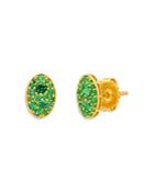 Colette Jewelry 18k Yellow Gold Les Chevalieres Green Tsavorite Oval Cluster Stud Earrings
