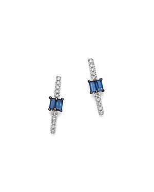 Kc Designs 14k White Gold Mosaic Sapphire & Diamond Stud Earrings