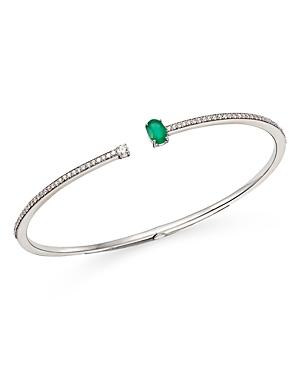Hueb 18k White Gold Spectrum Diamond And Green Onyx Bangle Bracelet
