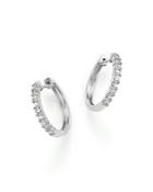 Baguette And Round Diamond Hoop Earrings In 14k White Gold, .25 Ct. T.w.