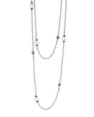 Lagos Sterling Silver Luna Cultured Freshwater Pearl And Caviar Ball Station Necklace, 34