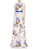 Adrianna Papell Cap Sleeve Floral Print Gown