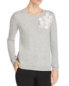 Badgley Mischka Floral-applique Cashmere Sweater