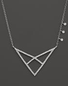 Meira T 14k White Gold Open Triangle Necklace With Diamonds, 16