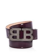 Bally Men's Mirror B Buckle Patent Leather Belt