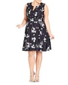 City Chic Plus Sleeveless Belted Floral-print Dress