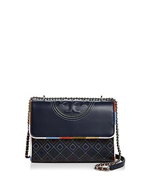 Tory Burch Fleming Convertible Piped Leather Shoulder Bag