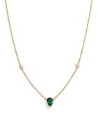 Bloomingdale's Emerald Pear Pendant Necklace With Diamonds In 14k Yellow Gold, 16.5 - 100% Exclusive