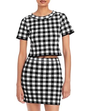 Aqua Check Jacquard Knit Top - 100% Exclusive