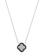 Bloomingdale's Black & White Diamond Clover Pendant Necklace In 14k White Gold - 100% Exclusive