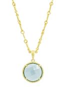 Freida Rothman Imperial Blue Single Stone Pendant Necklace In 14k Gold-plated Sterling Silver, 16
