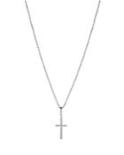 Nadri Elevate Pave Cross Pendant Necklace In Rhodium Plated, 16-18