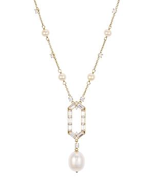 Nadri Josephine Hexagonal Pendant & Cultured Freshwater Pearl Lariat Necklace, 16