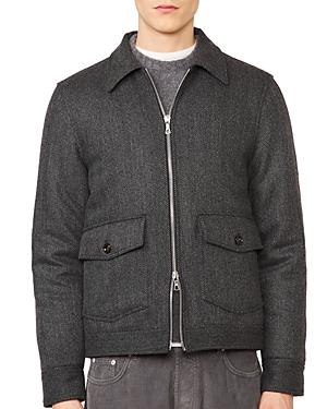 Officine Generale Submarine Wool & Cashmere Regular Fit Herringbone Coat