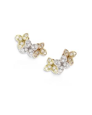 Pasquale Bruni 18k Rose, White & Yellow Gold Earrings With White & Champagne Diamonds