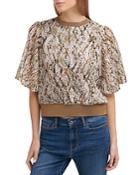 Dkny Snake Print Flutter Sleeve Top