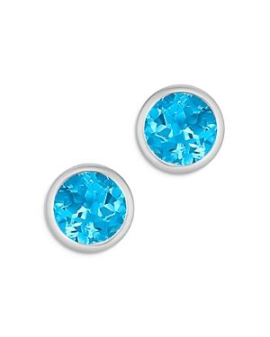 Bloomingdale's Blue Topaz Bezel Set Stud Earring In 14k White Gold - 100% Exclusive