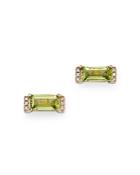 Bloomingdale's Peridot & Diamond Accent Bar Stud Earrings In 14k Yellow Gold - 100% Exclusive
