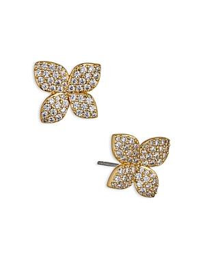 Nadri Wren Pave Flower Stud Earrings In 18k Gold Plated