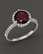 Garnet And Diamond Halo Ring In 14k White Gold - 100% Exclusive