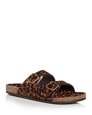 Saint Laurent Men's Fabric Leopard Print Calf Hair Slide Sandals