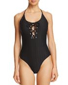 Red Carter The Wave Lace-up One Piece Swimsuit