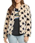 Chaser Star Print Faux Fur Jacket
