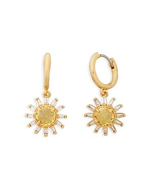 Kate Spade New York Sunny Cubic Zirconia Halo Charm Huggie Hoop Earrings In Gold Tone