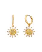 Kate Spade New York Sunny Cubic Zirconia Halo Charm Huggie Hoop Earrings In Gold Tone