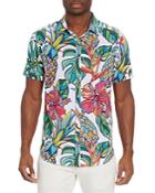 Robert Graham Maui Flavors Stretch Botanical Print Classic Fit Button Down Performance Shirt