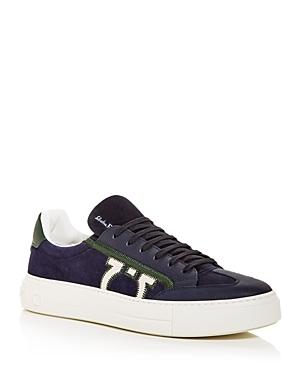 Salvatore Ferragamo Men's Embroidered Gancini Low Top Sneakers