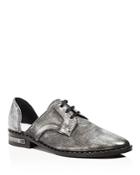 Freda Salvador Wit Metallic Lace Up D'orsay Oxfords