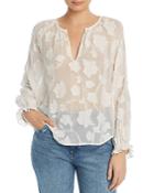 Joie Adison Semi-sheer Floral Embroidered Top