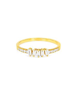 Suzanne Kalan 18k Yellow Gold Fireworks Diamond Baguette & Round Cut Ring