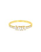 Suzanne Kalan 18k Yellow Gold Fireworks Diamond Baguette & Round Cut Ring