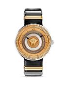 Versace V-metal Rose Gold & Black Dial Watch, 40mm
