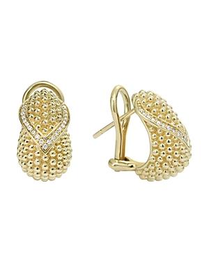 Lagos 18k Gold Flame Omega Diamond Earrings