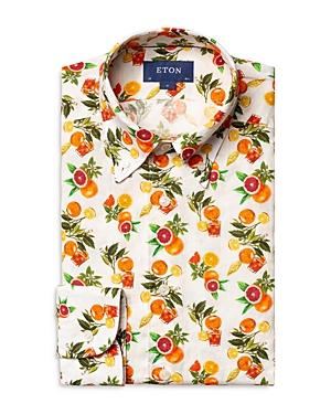 Eton Fruit Print Linen Slim Fit Button Down Shirt
