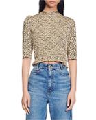Sandro Gigi Floral Print Smocked Tee